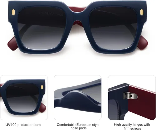 Miniatura 17 de SOJOS Gafas de sol cuadradas vintage de gran tamaño para mujer, estilo retro, de lujo, grandes, UV400 SJ2194
