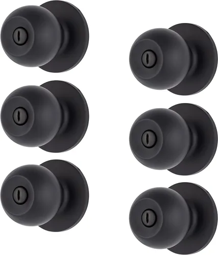 Miniatura 12 de BRINKS Pomos de puerta interiores, pomos de puerta de bola de transición sin bloqueo, negro mate para decoración tradicional y de transición