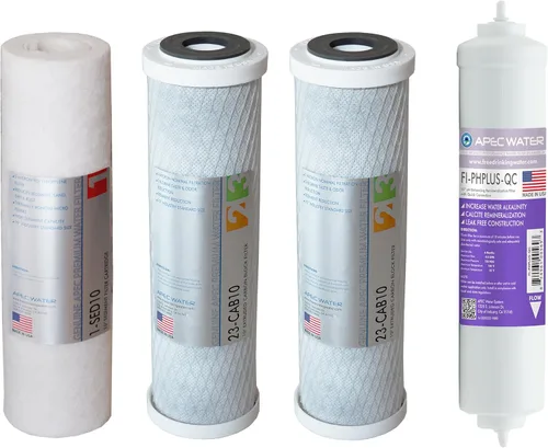 APEC 90 GPD Stage 1-3 & 6 Juego de filtros de repuesto para sistema de agua de ósmosis inversa alcalina serie ULTIMATE (FILTER-SET-PH)