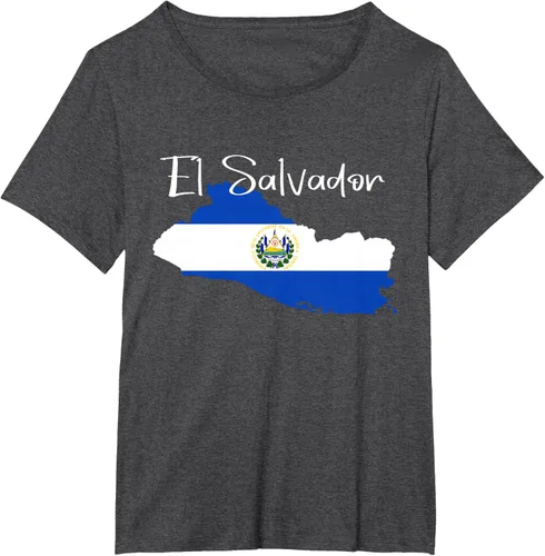 Miniatura 29 de Camiseta con la bandera de El Salvador, mapa de El Salvador, camiseta de Salvador para mujer