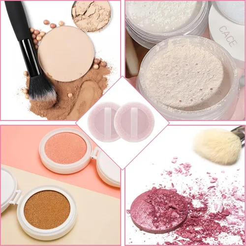 Miniatura 4 de WLLHYF 12 piezas de maquillaje de algodón rosa soplo cosmético redondo para maquillaje facial polvo de terciopelo para polvo suelto, lavable (rosa)