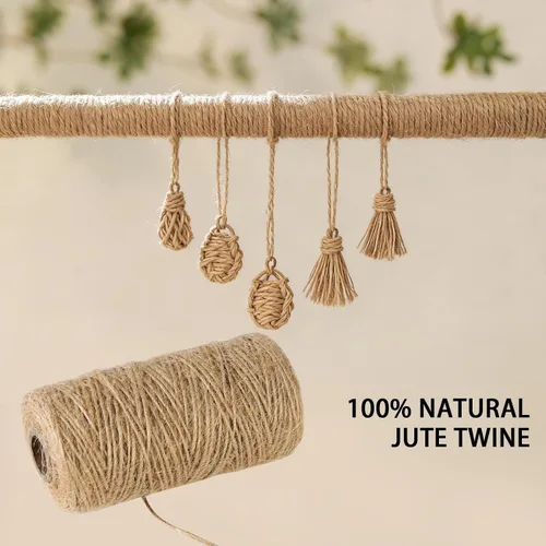 Miniatura 3 de Cuerda de yute natural de 0.039 in, 328 pies para manualidades, regalos, proyectos de manualidades, envoltura, agrupación, embalaje, jardinería