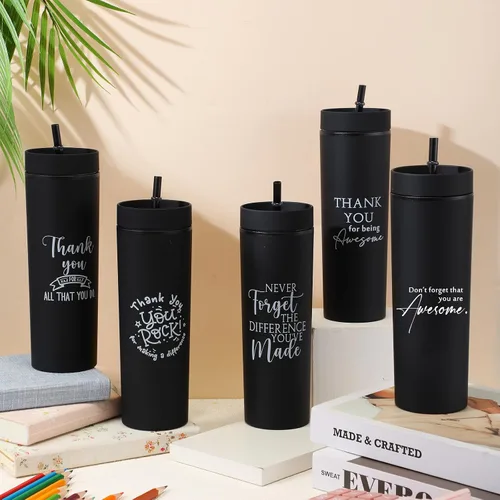 Miniatura 4 de Rtteri 10 tazas de agradecimiento de la semana de la CNA, regalos a granel de agradecimiento a los empleados, vasos delgados de plástico Negro