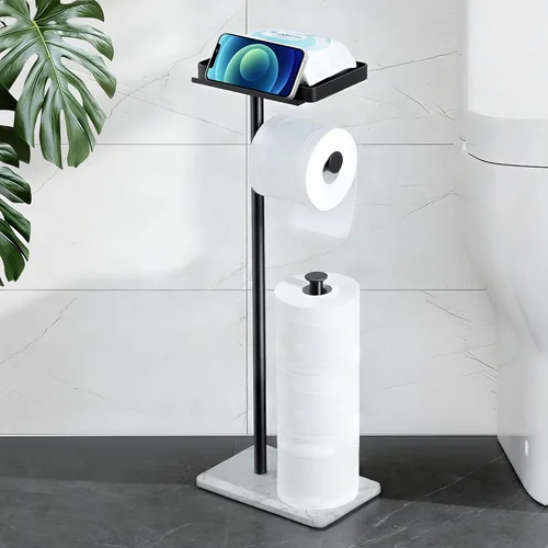 Miniatura 12 de YIGII Soporte de papel higiénico autoadhesivo – Portarrollos de papel higiénico adhesivo sin taladrar para baño, acero inoxidable cepillado Plata