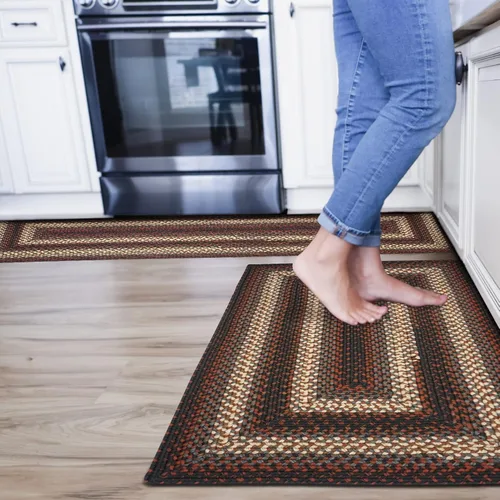 Miniatura 102 de Alfombra ovalada trenzada gris humo de 20 x 30 pulgadas, lavable para interiores y exteriores, decoración campestre para cocinas y entradas