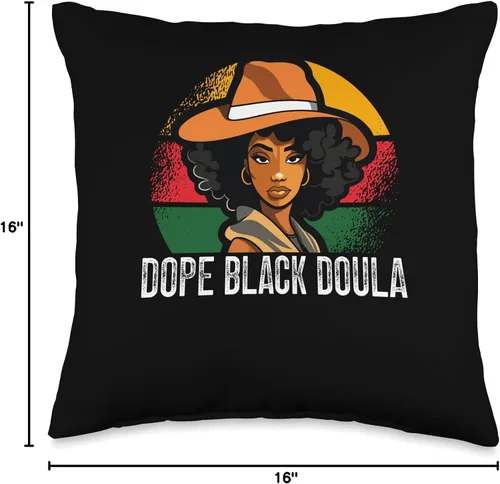 Miniatura 4 de Dope Black Doula Midwife Black Pride Midwifery Doula - Almohada afroamericana de 16 x 16 pulgadas, multicolor