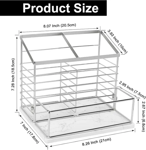 Miniatura 3 de Soporte para utensilios para encimera de cocina, soporte de utensilios de metal para saleros y pimenteros para encimera de cocina, almacenamiento