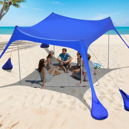 2PM SPORTS Toldo de Carpa de Playa con Protección UV UPF50+, Refugio Grande de Sombra Solar para Exteriores para Picnic Familiar, Camping, Viajes,