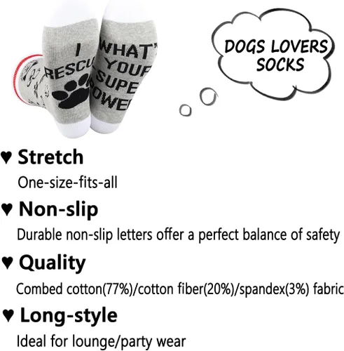 Miniatura 3 de G2TUP 2 pares de calcetines de regalo veterinario I Rescue What Your Superpower Rescue Animal Gift Dog Rescue Rescue Rescue Gift Dog Lover Gift