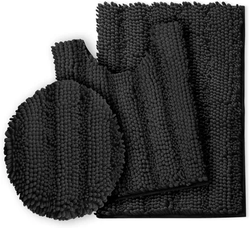 Miniatura 23 de Clara Clark Tapetes para baño de felpilla, tapetes de baño de felpa ultra suaves, lavables a máquina, con parte trasera antideslizante, 44 x 26 Negro