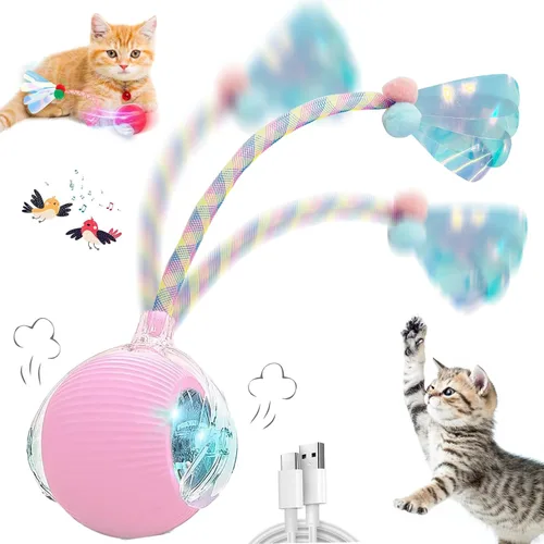 Miniatura 14 de Speedy 2.0 Tail 2 paquetes de juguetes interactivos para gatos de interior, juguete automático para gatos con cola de malla elástica, bola rodante