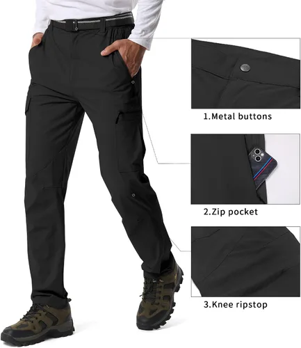Miniatura 20 de Pantalones de senderismo para hombre, ligeros, transpirables, con 6 bolsillos, para verano, casual, de secado rápido, impermeables, pantalones
