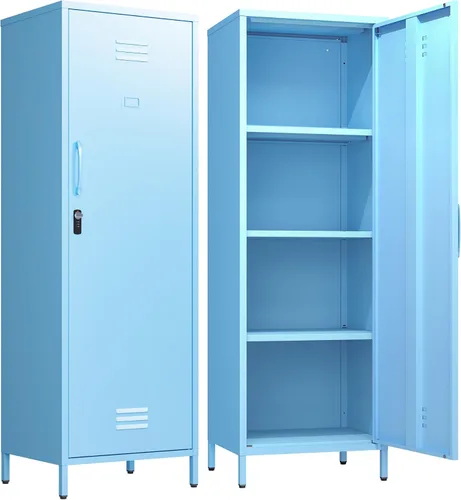 Miniatura 13 de Armario de almacenamiento de metal con puertas y estante, gabinetes de almacenamiento para oficina, aparador para oficina, sala de estar, comedor