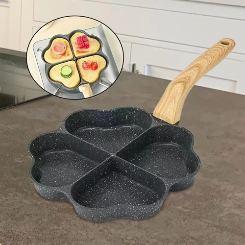 Miniatura 4 de KLKCMS Sartén frita para huevos, mini cacerola para panqueques, utensilios de cocina, parrilla dividida, sartén resistente al calor, sartén