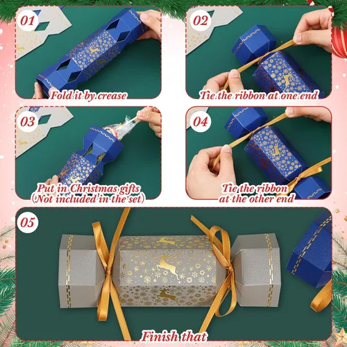 Miniatura 3 de Tenceur Kit de 50 galletas de Navidad sin broches de presión, regalos de mesa de fiesta de Navidad, copos de nieve, renos, bricolaje, cajas