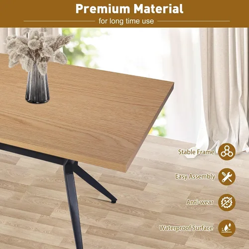 Miniatura 6 de Mesa de comedor de 48 x 30 pulgadas para 4-6 personas, mesa de cocina de madera con mesa de 1.5 pulgadas de grosor y patas de metal sólido, mesa