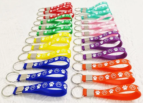Miniatura 4 de 24 llaveros de goma para fiestas temáticas de perro con estampado de patas, baby shower, cumpleaños, regalos de fiesta de cachorros, suministros