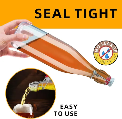 Miniatura 5 de 4 botellas de vidrio con tapa abatible de 25 onzas, 25 onzas, botella de vidrio abatible con tapa hermética para fermentación, kombucha, aguamiel