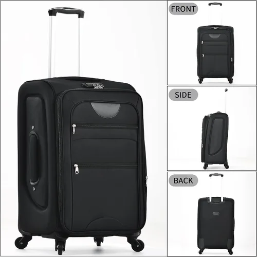 Miniatura 480 de Merax Juegos de equipaje de mano en maleta aprobada por aerolíneas, estuche rígido con ruedas giratorias expandibles, Negro