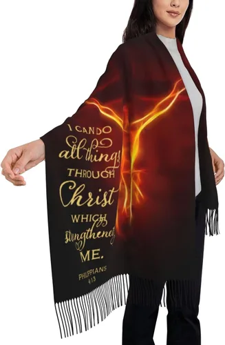 Miniatura 3 de Fyzelod Bufandas para mujer, chal de cachemira suave, envolturas grandes, regalos religiosos