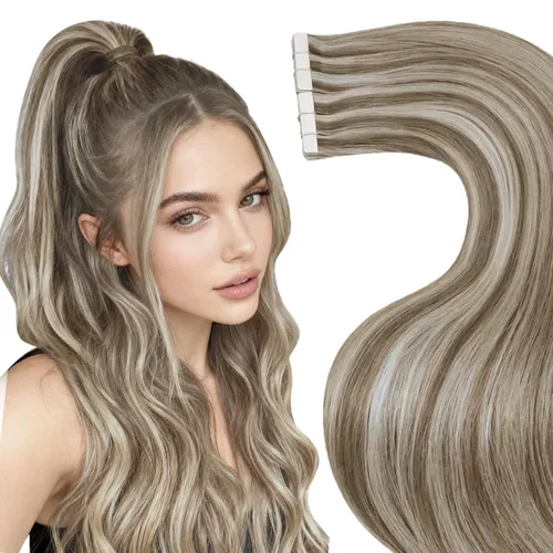 Miniatura 60 de LaaVoo - Extensiones de cabello humano Remy adhesivas con cinta invisible, cabello negro natural, extensiones de cabello para mujeres de color, 20
