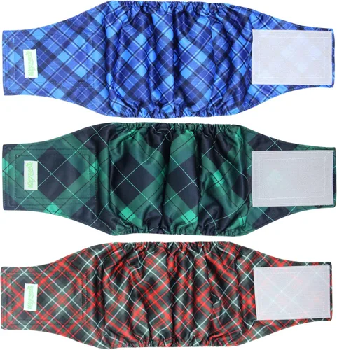 Miniatura 9 de wegreeco Banda Abdominal Lavable para Perros Machos (Patrón Elegante) - Paquete de 3 - Envoltura Abdominal Lavable para Perros Machos, Pañales