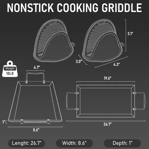 Miniatura 2 de Utheer Plancha antiadherente mejorada de hierro fundido para parrilla de gas, parrilla de doble quemador de 26.7 x 8.6 pulgadas, placa superior