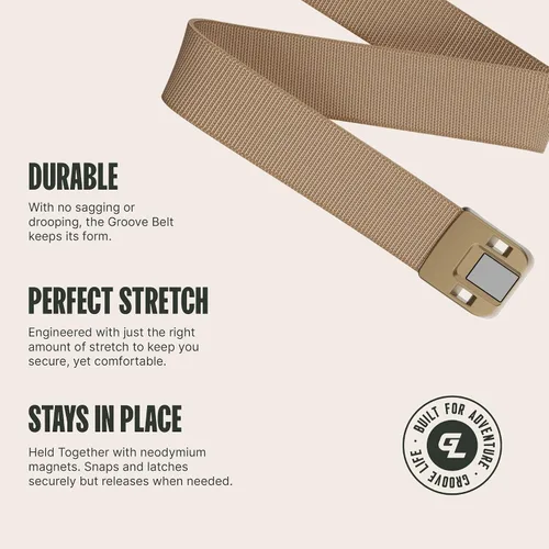 Miniatura 3 de Groove Life Groove Belt Low Profile - Cinturón de nailon elástico para hombres y mujeres con hebilla magnética de aluminio, cobertura de por vida