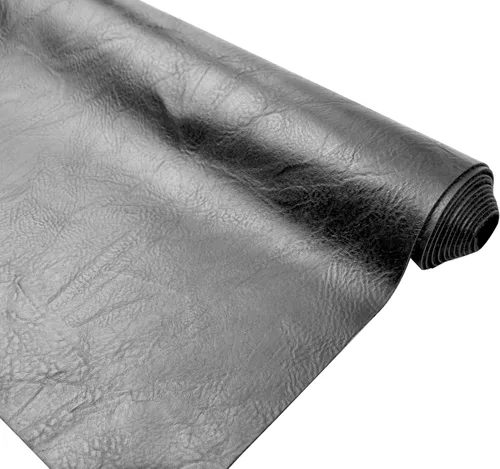 2 yardas de 54" x 72" pulgadas, textura de corteza envejecida, tela de piel sintética suave negra, tela de cuero falso negro, vinilo para tapicería
