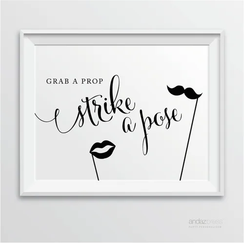 Miniatura 18 de Andaz Press Letreros de fiesta de boda, impresión formal en blanco y negro, 8.5 x 11 pulgadas, suite de novia, vestidor, paquete de 2