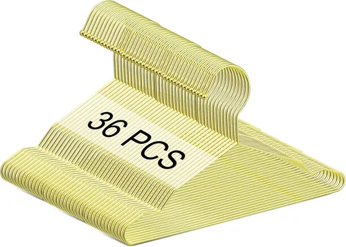 Jetec 36 perchas doradas de 12 pulgadas para niños, perchas de metal fuerte para el armario de los niños, para ahorrar espacio, colgar abrigos,