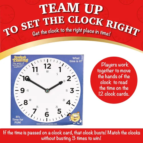 Miniatura 3 de Continuum Games Perfect Timing Game - Juego de mesa cooperativo Tell Time para niños - Divertido juego educativo familiar para aprender a leer un