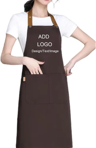 Miniatura 10 de Delantal personalizado personalizado Ropa de trabajo tela para hombres mujeres cocina delantales con bolsillos nombre texto logotipo imagen