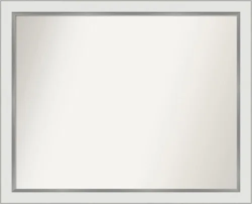 Miniatura 216 de Amanti Art Espejo de baño blanco para sobre el fregadero, 30 x 35 pulgadas, espejo de tocador rectangular estrecho de Eva de oro blanco, marco