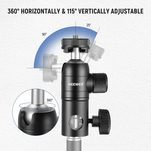 Miniatura 6 de NEEWER Adaptador de montaje de soporte de luz con zapata fría y cabezal de bola de tornillo de 1/4", placa de montaje reversible para luces