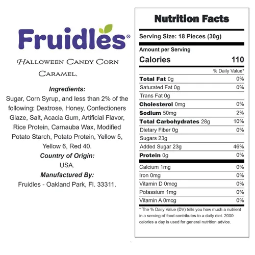 Miniatura 2 de Fruidles Golosinas de caramelo de maíz para Halloween, sin gluten, aperitivos divertidos y festivos (media libra)