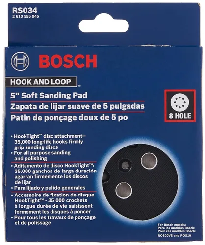 Miniatura 4 de BOSCH RS034 Almohadilla de lijado suave de gancho y bucle de 5 pulgadas (paquete de 4)
