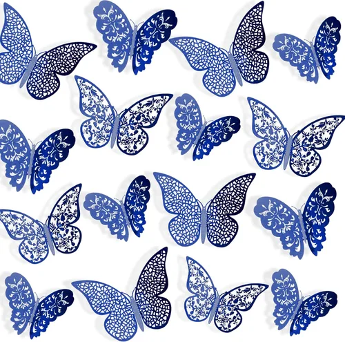 Miniatura 8 de 72 calcomanías 3D de mariposa para pared, decoración de pared, 3 tamaños, para habitación, hogar, guardería, aula, oficina, dormitorio, baño, sala