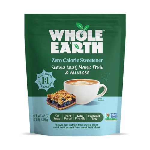 Whole Earth Endulzante de estevia sin calorías, fruta del monje y alulosa, sustituto del azúcar cero calorías, apto para ceto, sin OMG, sin