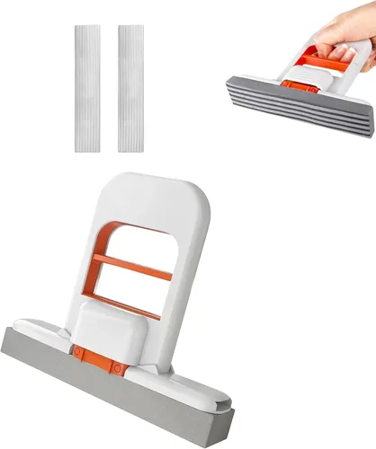 Mini trapeador plegable de escritorio, uso húmedo y seco, mini fregona de limpieza portátil para espacios pequeños, baño, cocina, vidrio, sala de