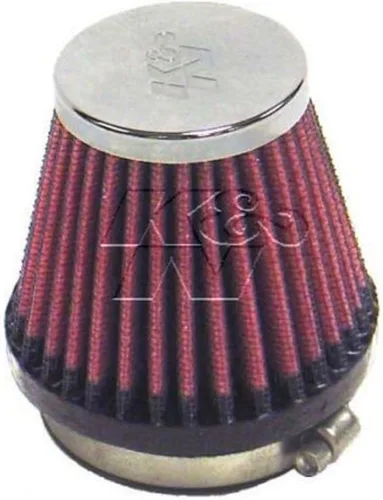 K&N Filtro de aire universal con abrazadera original de alto flujo de por vida: alto rendimiento, premium: diámetro de brida: 2.125 pulgadas, altura