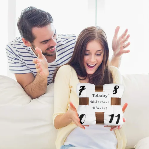 Miniatura 7 de Tebaby Manta mensual de hitos para bebé, manta de oso para recién nacido, unisex, neutro, regalo personalizado para ducha, decoración de habitación