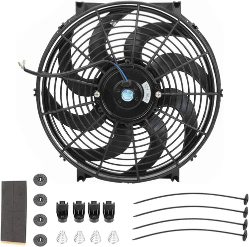 Miniatura 11 de Ventilador delgado de 10 pulgadas para radiador eléctrico Push Pull Ventilador de refrigeración 12V 80w 800 CFM Kit de montaje universal negro