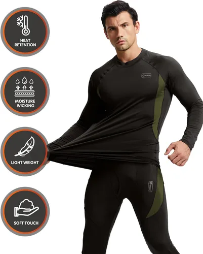 Miniatura 2 de CL convallaria Conjunto de ropa interior térmica para hombre con bragueta, capa base larga para invierno, equipo de caza, parte superior e inferior