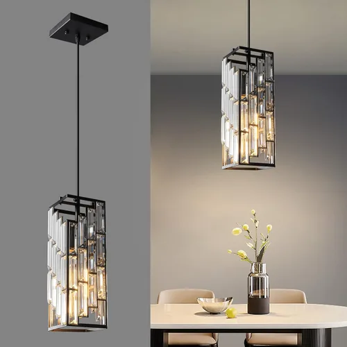 Miniatura 13 de Iluminación colgante dorada moderna, mini candelabros de cristal, lámpara colgante ajustable para cocina, isla, comedor, dormitorio (paquete de 1)