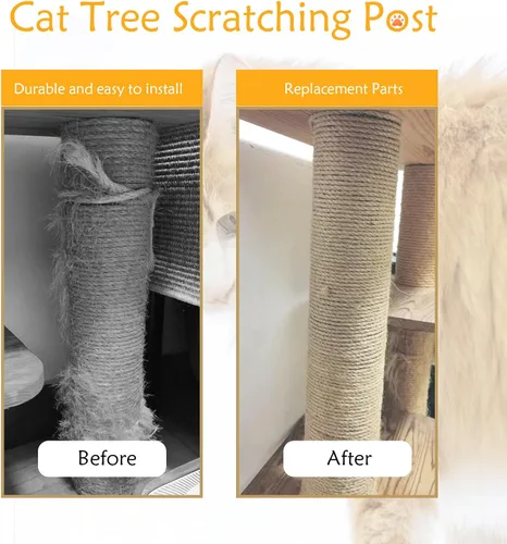 Miniatura 6 de 4 piezas de repuesto de poste rascador para gatos de interior de 15.7 x 3.1 pulgadas, piezas de repuesto de árbol de gatos natural, poste de yute 【4