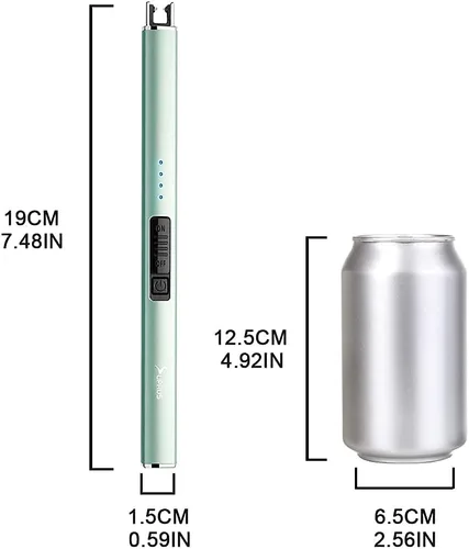 Miniatura 5 de SUPRUS Encendedor eléctrico de arco, a prueba de viento, sin llama, recargable por USB con bloqueo de seguridad para velas, barbacoa, camping (verde)