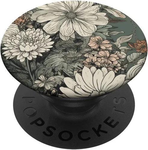 Flower Bouquet Floral Pattern Sage Green Con PopSockets de flores silvestres PopGrip intercambiables