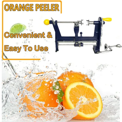 Miniatura 2 de Pelador naranja Pelador de manzana de manivela con potente base de abrazadera de patata Kiwi Peeling Machine Acero inoxidable azul 250 × 110.6 ×