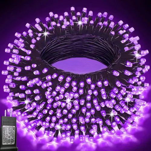 Miniatura 10 de Pooqla Guirnalda de 200 luces LED para interiores y exteriores, luces verdes de Halloween de 66 pies, enchufables con temporizador, 8 modos Alambre